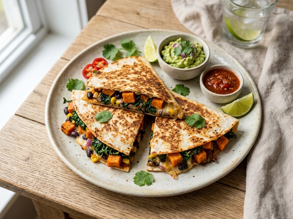 Chipotle Sweet Potato and Kale Quesadillas