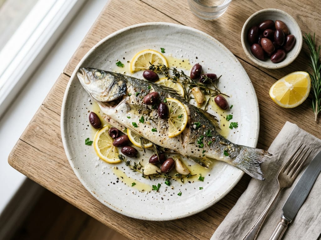 Branzino al Forno with Lemon and Olives