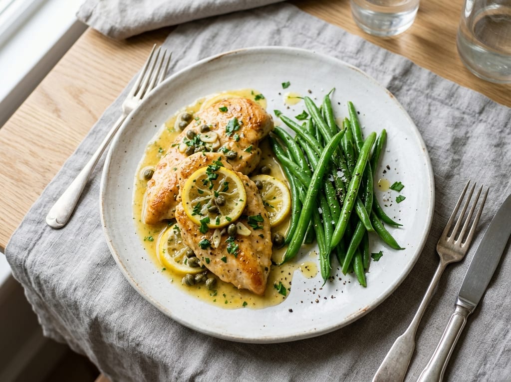 Chicken Piccata with Green Beans