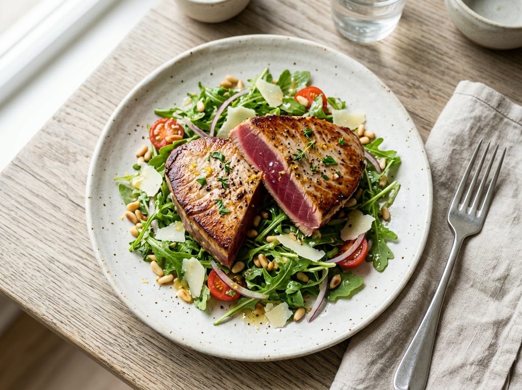 Seared Tuna Steaks with Arugula Salad