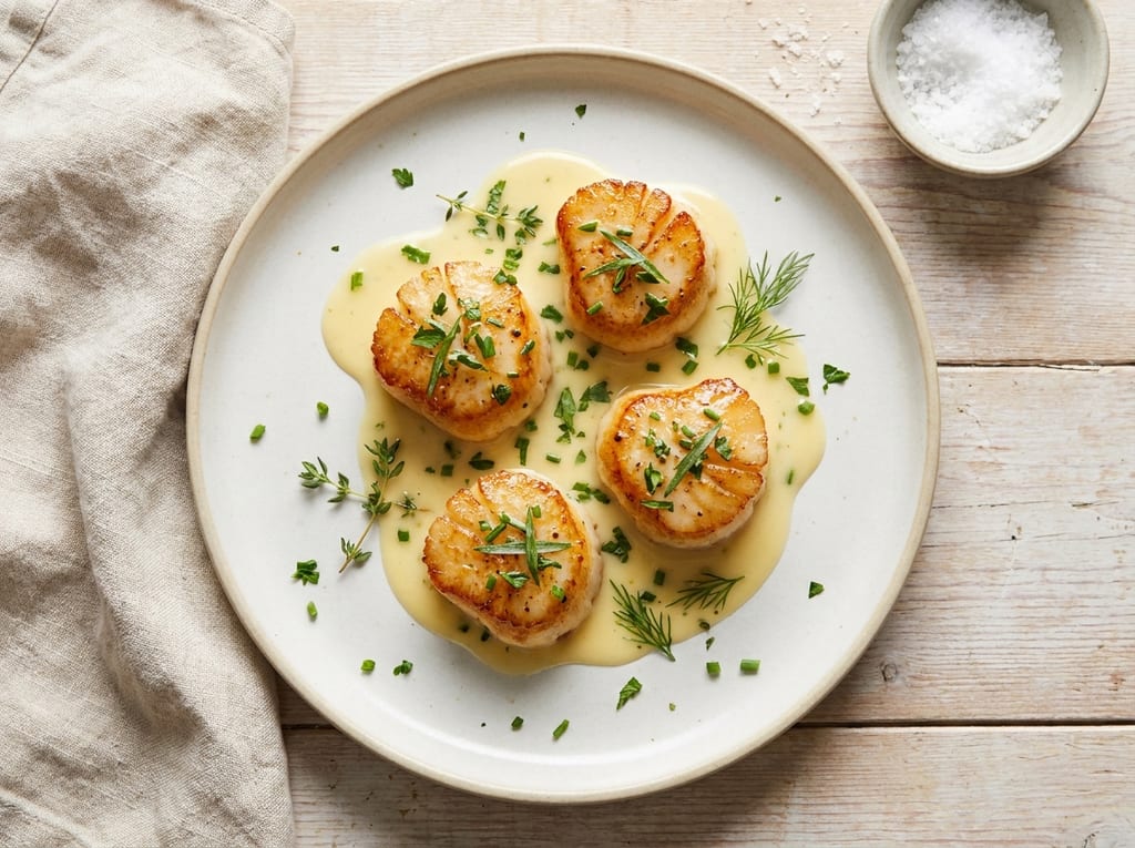 Pan-Seared Scallops with Beurre Blanc and Herbs