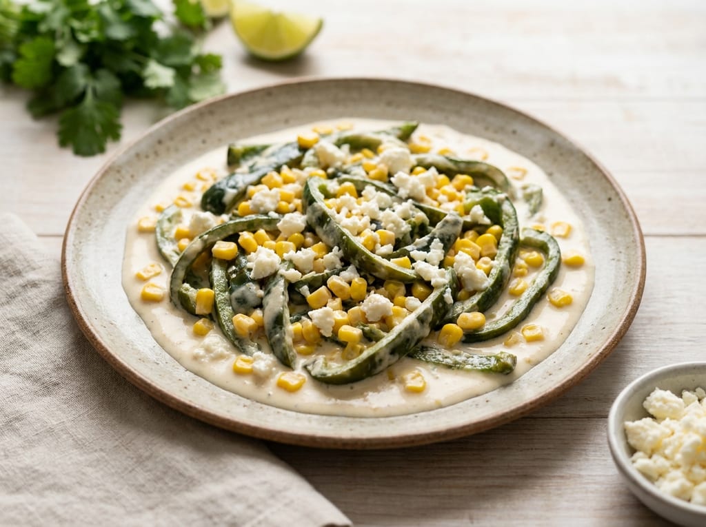 Rajas Poblanas with Crema and Corn