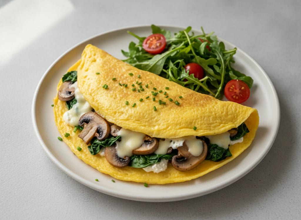 Creamy Mushroom and Spinach Omelette