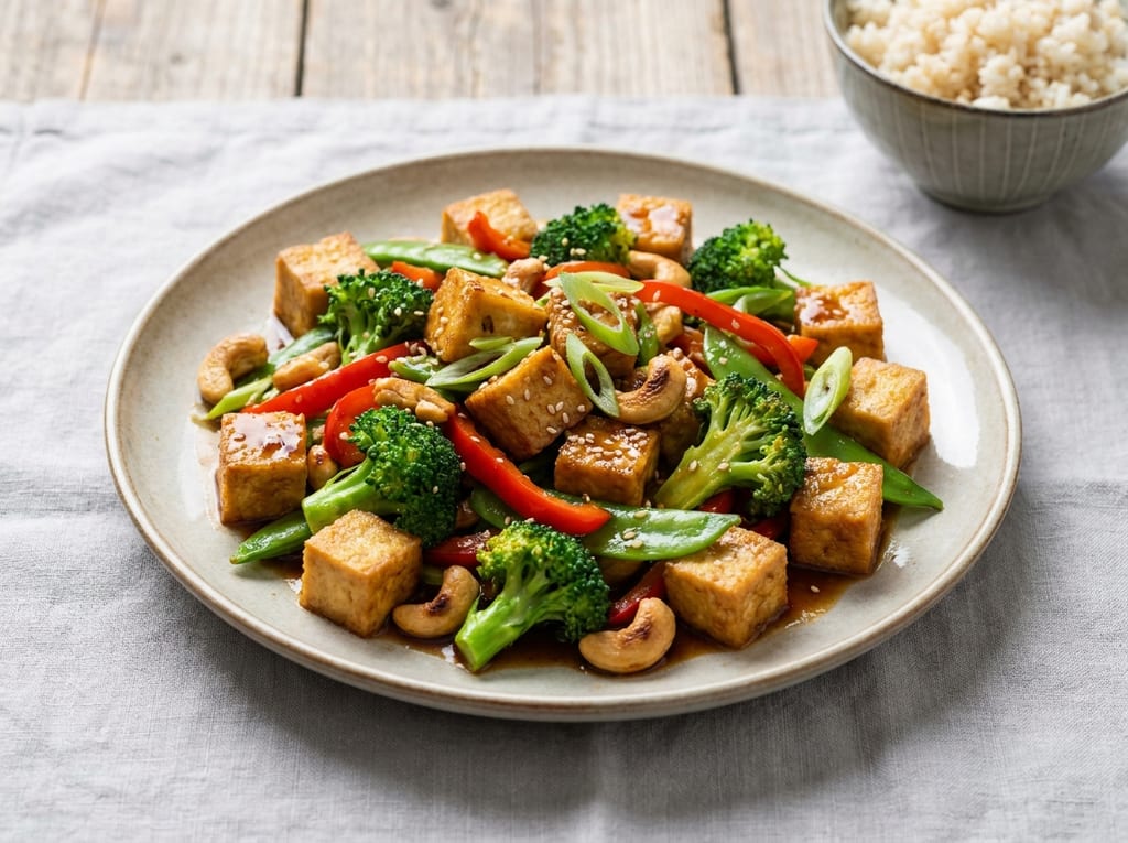 Crispy Tofu Stir-Fry with Cashews