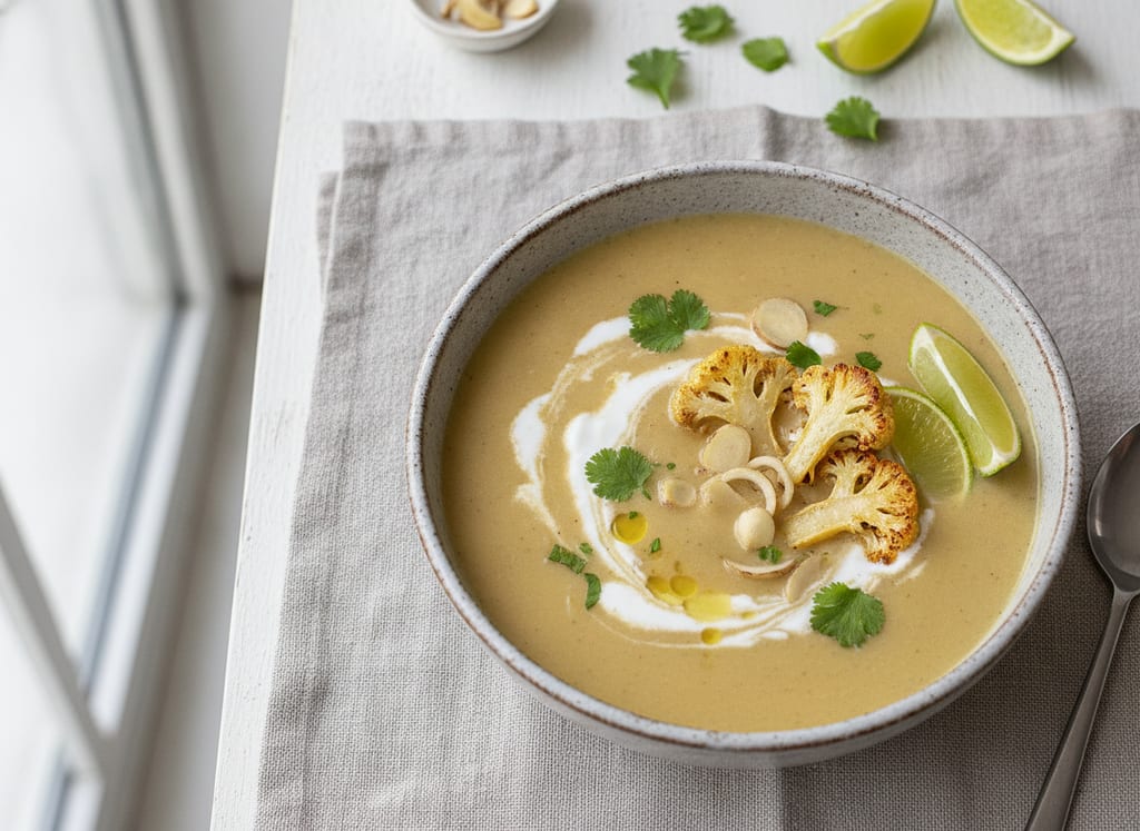 Roasted Cauliflower Soup with Galangal and Coconut