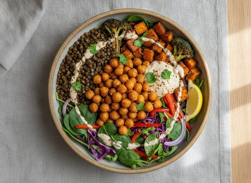 Spiced Chickpea and Lentil Buddha Bowl