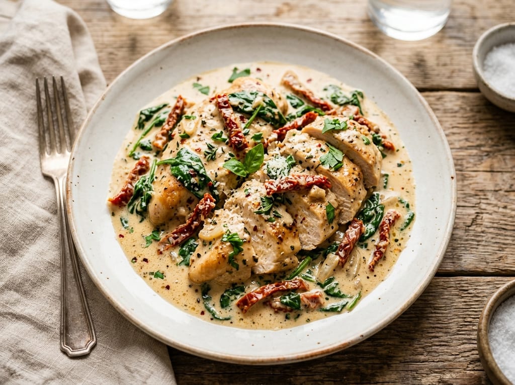 Creamy Tuscan Chicken with Spinach and Sun-Dried Tomatoes