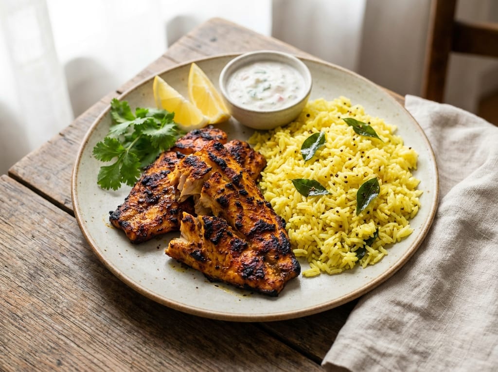Tandoori Fish with Lemon Rice