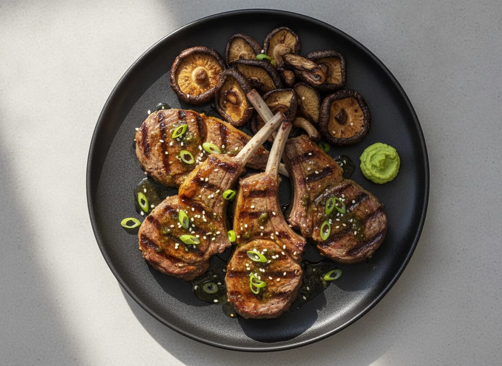Grilled Lamb Chops with Wasabi-Soy Glaze