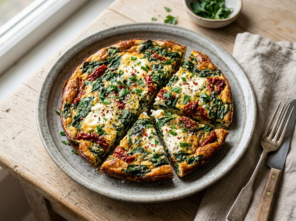 Frittata with Spinach, Ricotta, and Sun-Dried Tomatoes