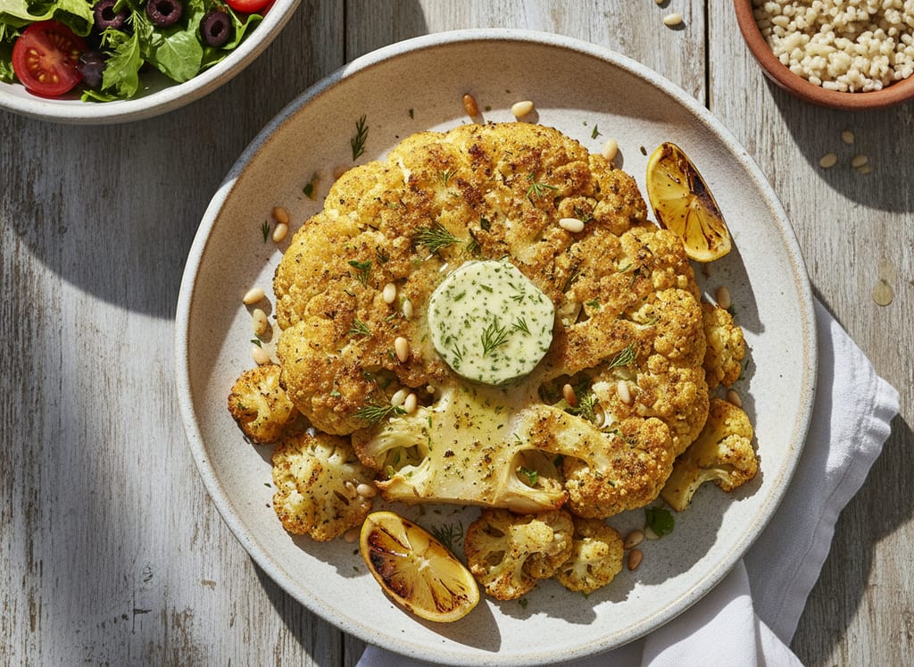 Cauliflower Steak with Garlic Herb Butter