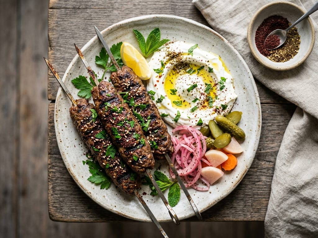 Spiced Beef Kebab with Labneh