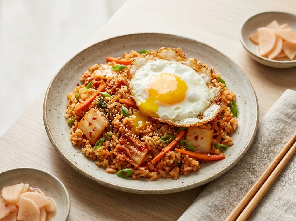 Korean Vegetable Kimchi Fried Rice with Egg